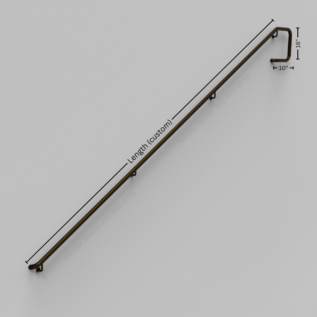 Custom ADA Wall Mounted Grab Bar Handrail with D Return (Residential and Commercial Code)