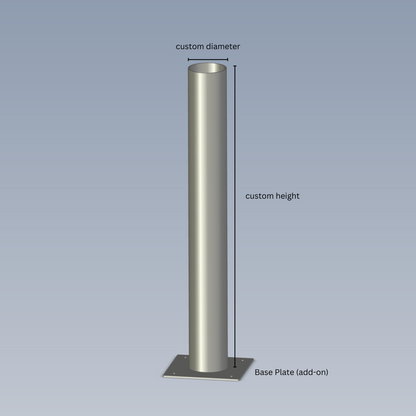 Custom Bollards Schedule 40 Steel (base plate, bolts, add ons)